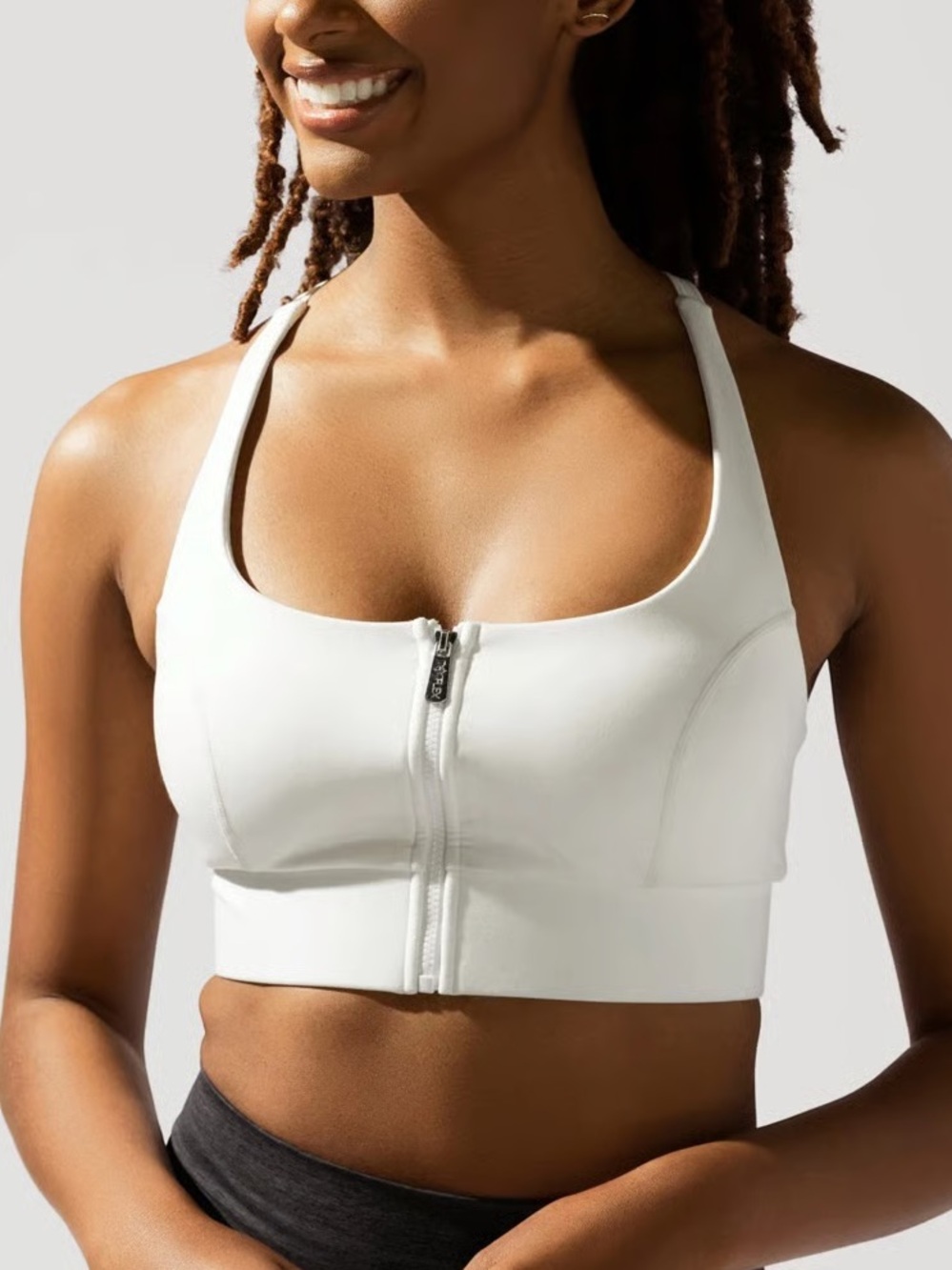 Popflex Don’t Sweat It Zip Front Y Back Bra Large NEW